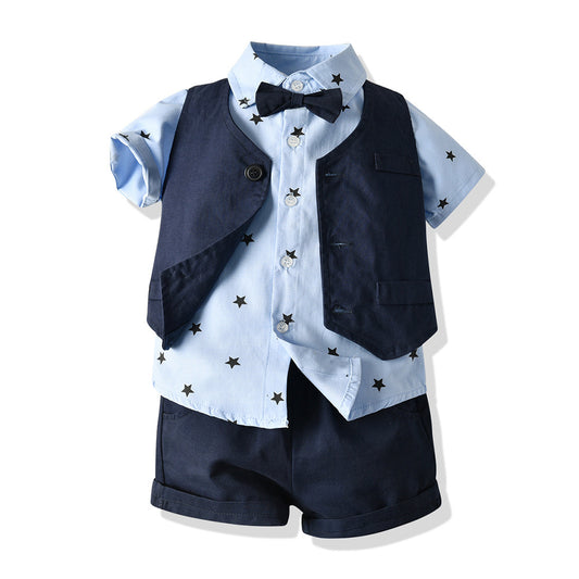 Kinderkleidung Sommer Neu Kinder Koreanischer Stil Einteiler Dropshipping Baby Jungen Weste Kurzarm-Shirt Kinder Geburtstagskleidung