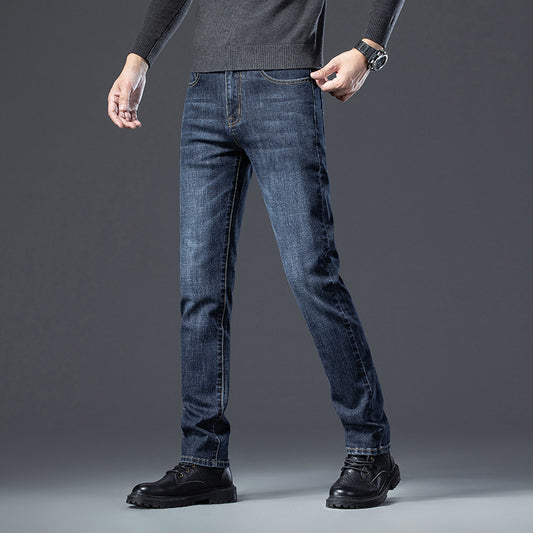 Herren-Jeans mit Fleece-Futter – Gerade, schlank, elastisch und wärmeisolierend
