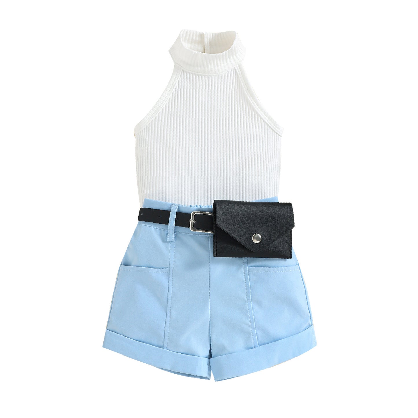 Fashionable Girls Strap Dress Set