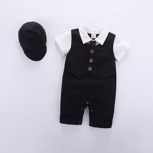 Modische Baby Kleidung Sommer Kurzarm Gentleman Jumpsuit Strampler