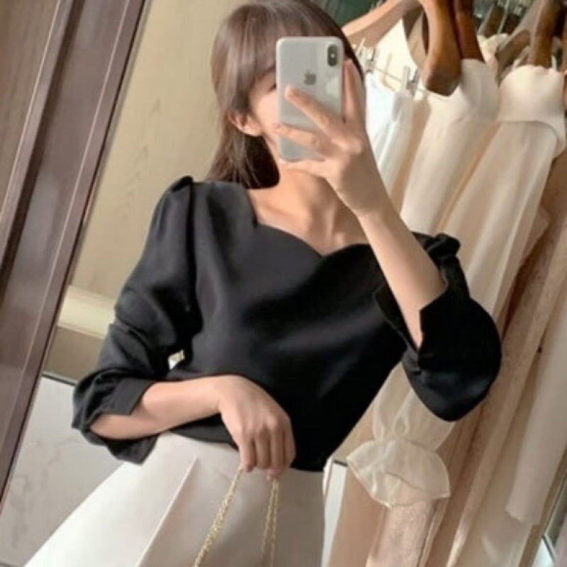 Chic Einzigartiges Pullover-Shirt mit Herzförmigem Quadratkragen