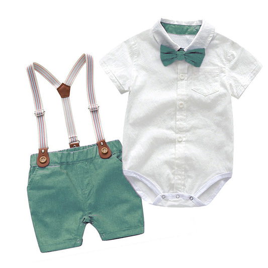 Baby Gentleman-Anzug Baby Strampler mit Lätzchen Zweiteiliges Set