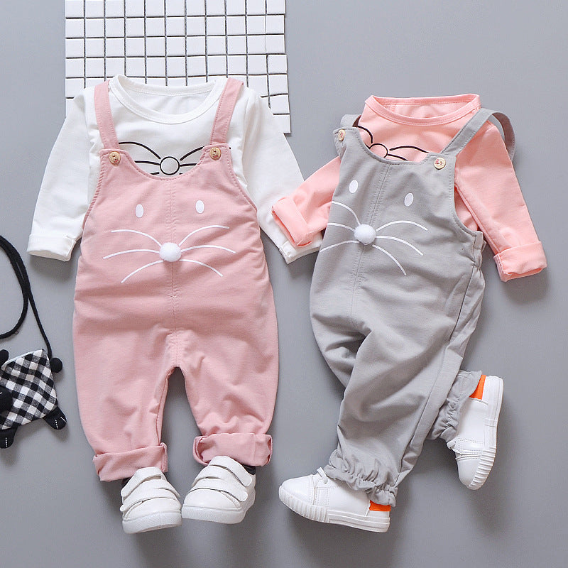 Zweiteiliges Cartoon-Trägeroutfit für Babys und Kleinkinder