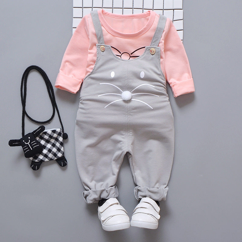 Zweiteiliges Cartoon-Trägeroutfit für Babys und Kleinkinder