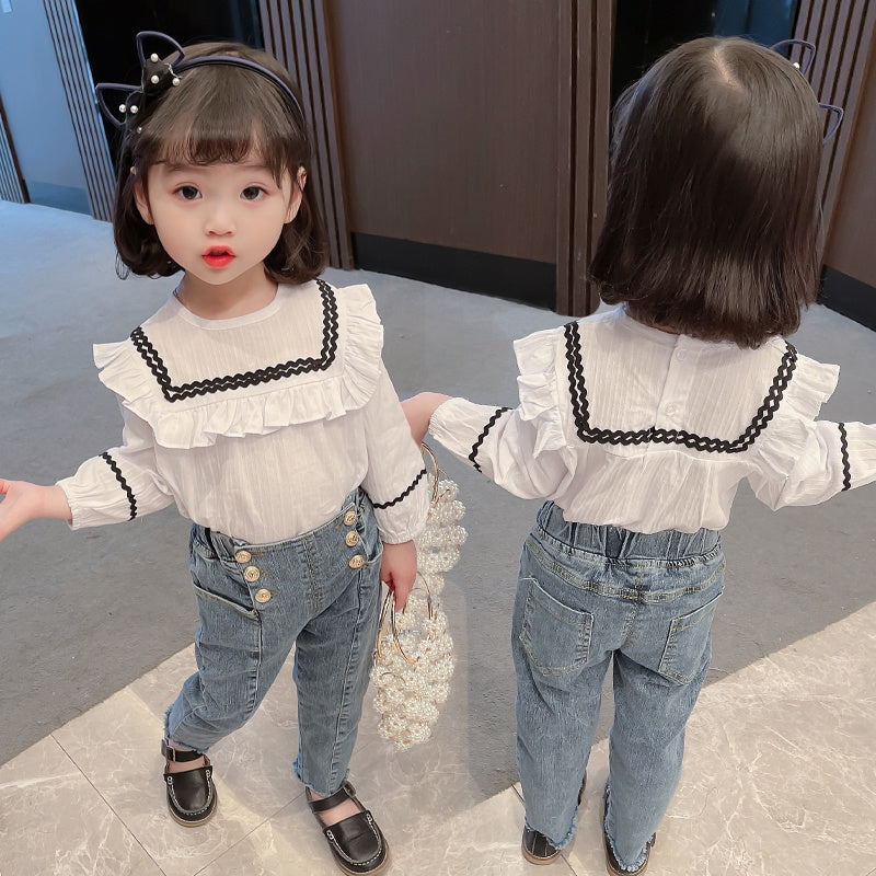Mädchen Frühling und Herbst Kleidung Jeans Mädchen Neuer Stil