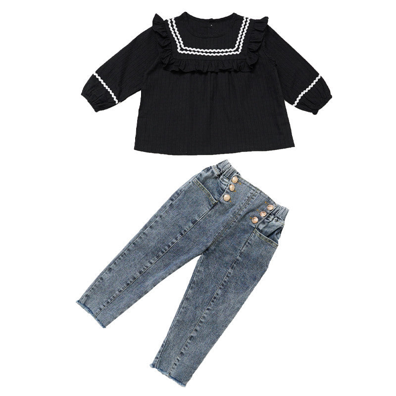 Mädchen Frühling und Herbst Kleidung Jeans Mädchen Neuer Stil