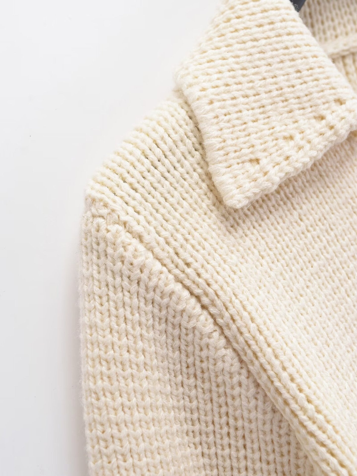 Damen Einfarbige Stitch Kragen Strickjacke Mantel