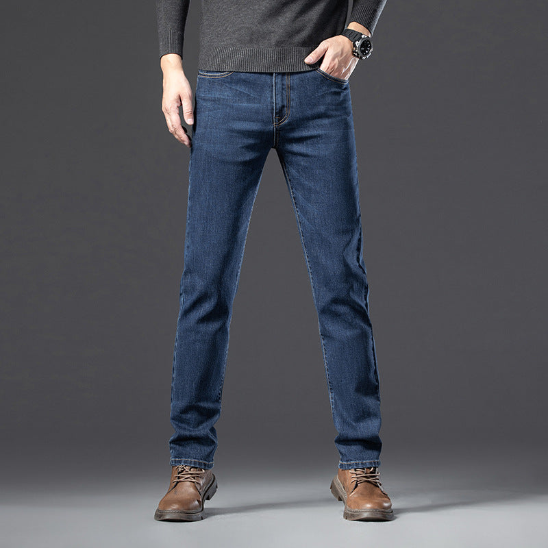 Herren-Jeans mit Fleece-Futter – Gerade, schlank, elastisch und wärmeisolierend
