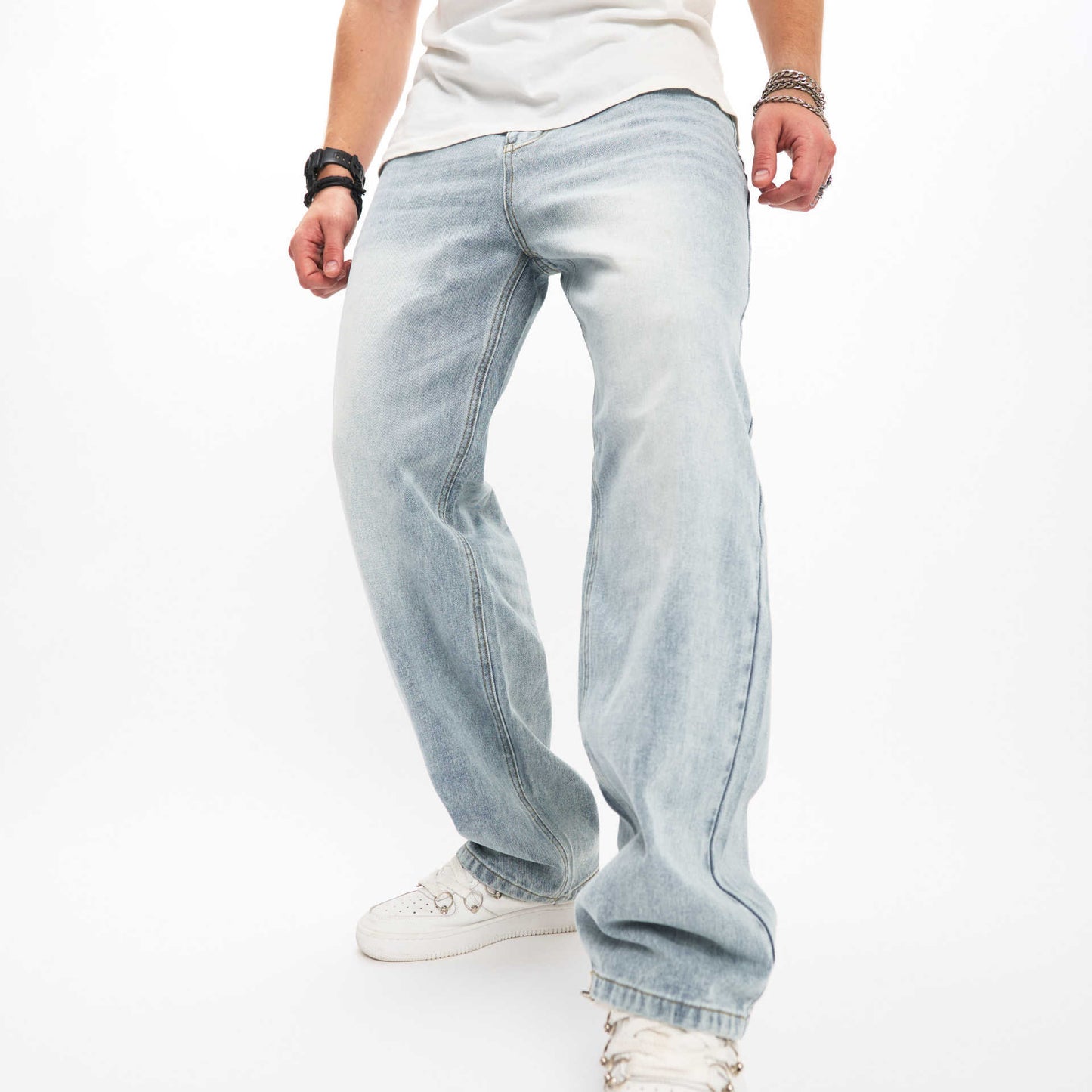 Herren Jeans locker weite Beine Freizeit Hip Hop Punk