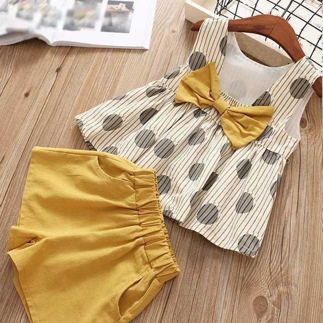 Sommer Kinderkleidung Großes Schleifen T-Shirt Shorts Kleidung Set