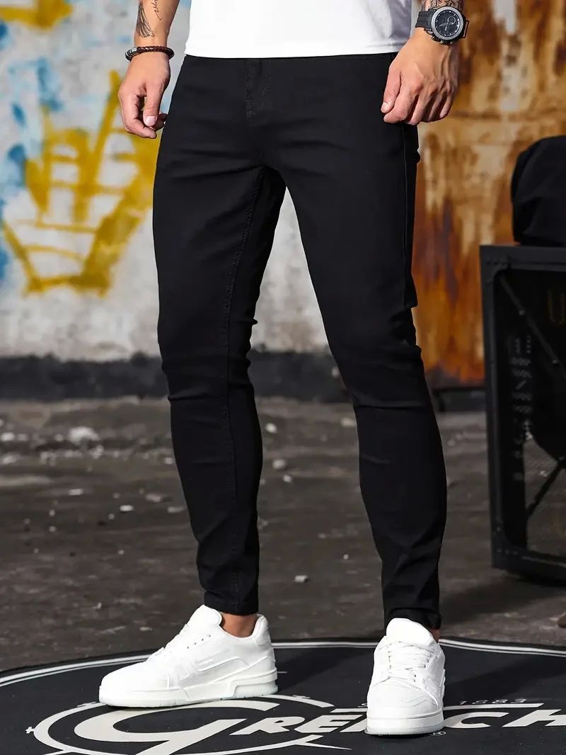 Herren hose Retro-Wasch reiß verschluss Sretch Jeans lässig schlank