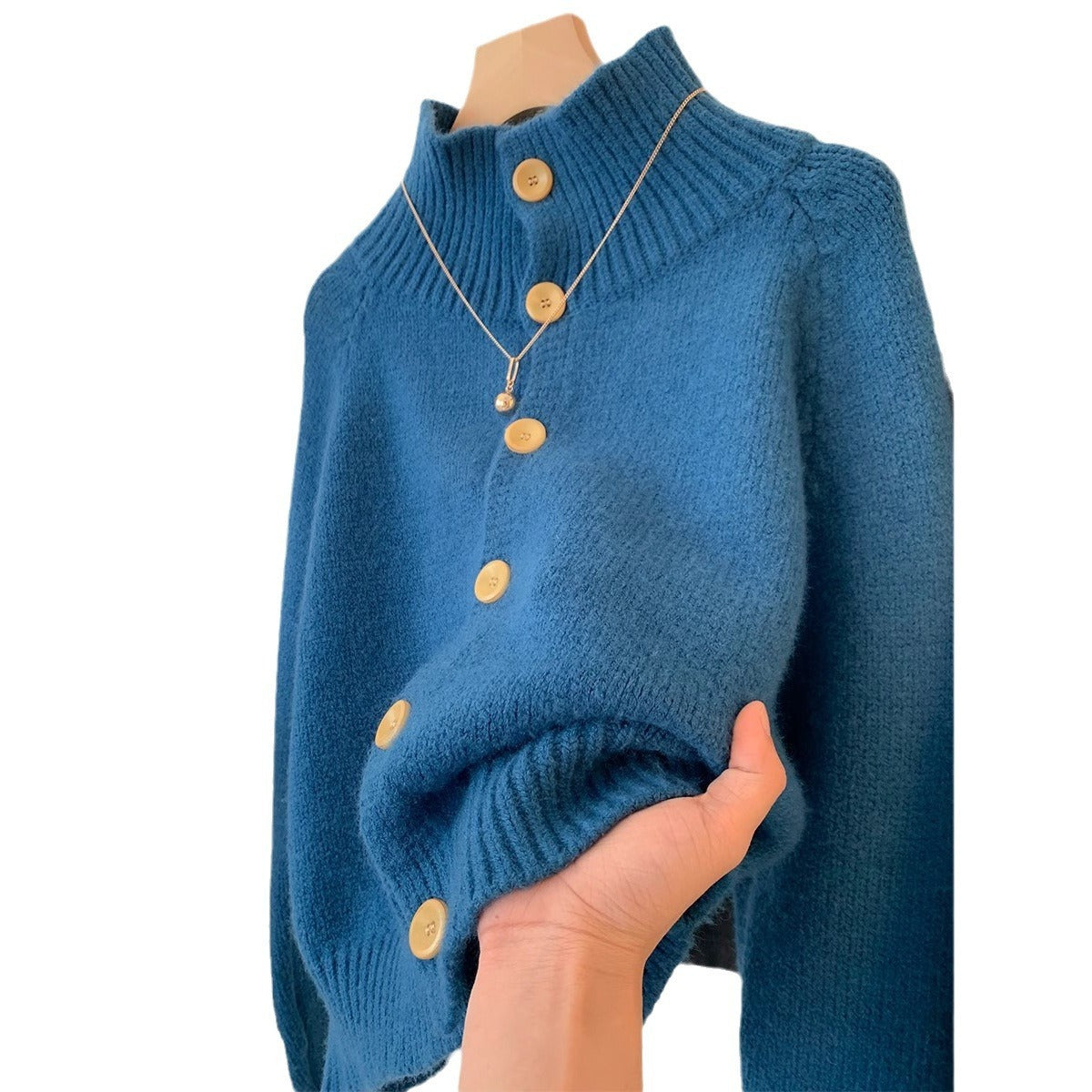 Hochkragen Weicher Klebriger Kurzpullover-Mantel