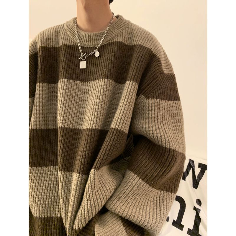 Herren Vintage Streifen Strickmantel