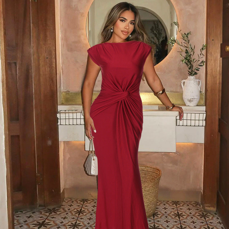 Damenmode Figurbetontes Faltenkleid ohne Ärmel