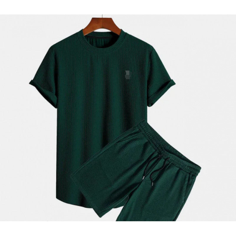 Round Neck Men's Short Sleeve Sports Fashion Loose Two-Piece Suit
