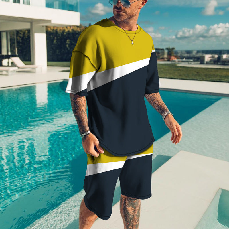Men Trendy Casual Beach Style Texture 3D Digital Suit