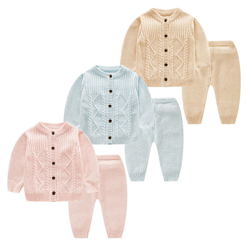 Baby Pullover aus Baumwolle, gestrickter Kinderanzug für 0-2 Jahre, für Jungen und Mädchen
