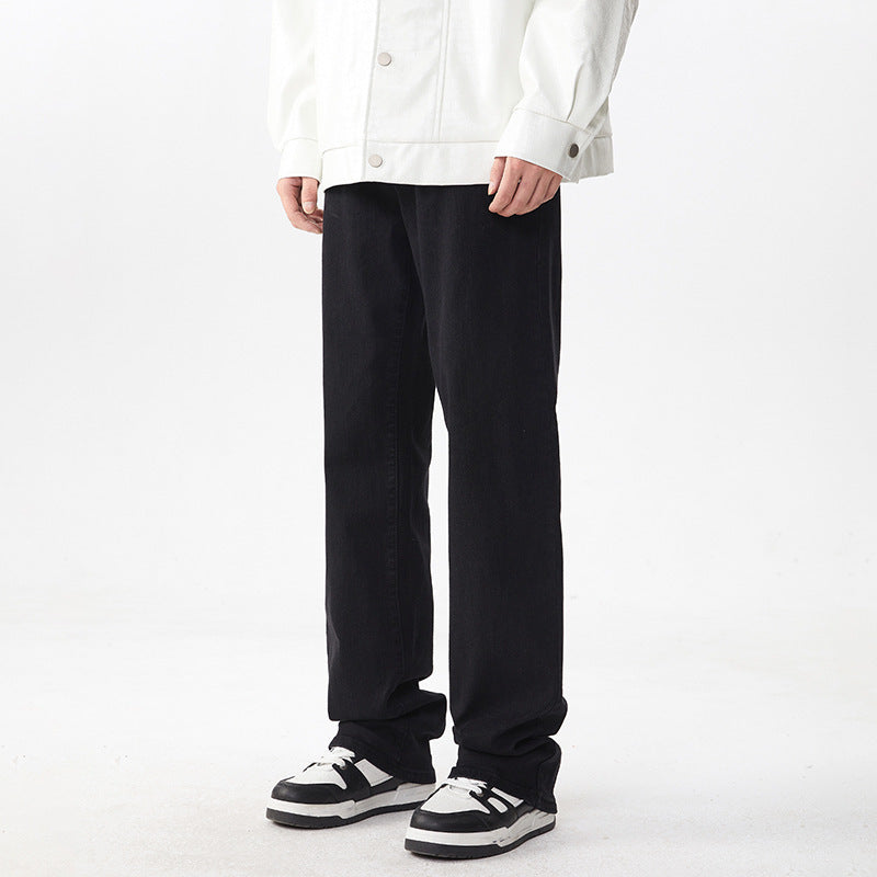 Lockere gerade Retro Weitbein-Hose