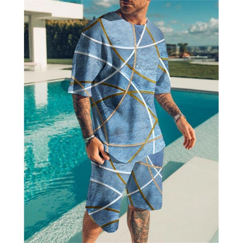 Short Sleeve Men's Leisure Set Suit in Export Style