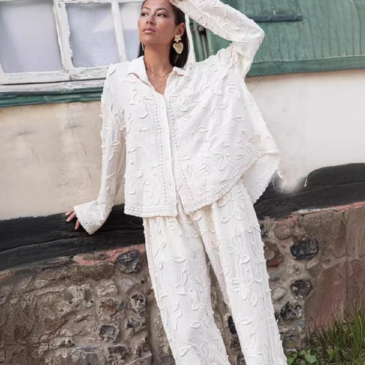 Women's Fashion Cotton Jacquard Two-piece Set