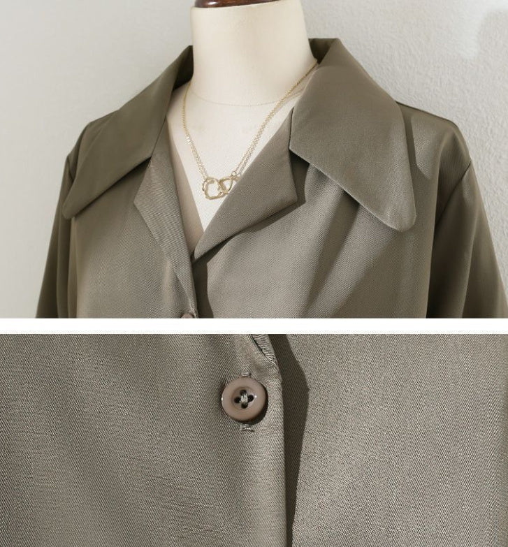 Vintage Hong Kong dunkel Khaki Anzug Kragen Hemd