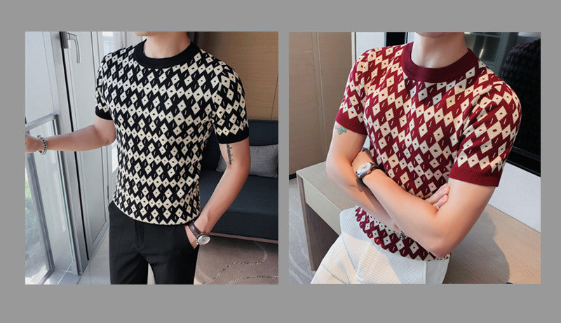 Round neck breathable casual slim Korean T-shirt with half sleeve sweater bottom Korean style