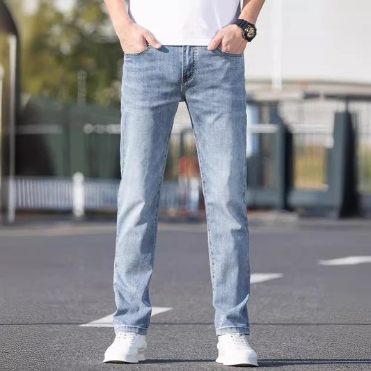 Sommer dünne Jeans Herren Slim-Fit-Straight-Hosen