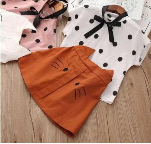 Sommer Kinderkleidung Großes Schleifen T-Shirt Shorts Kleidung Set