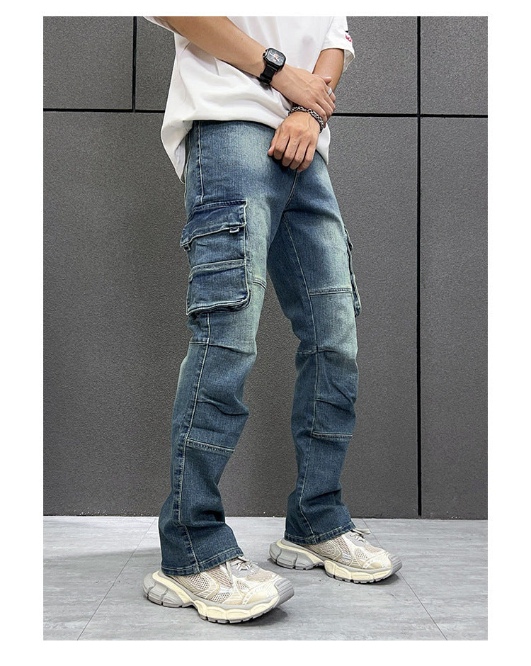 Multi-Taschen Arbeitsjeans Herren lockere Hose in großer Größe