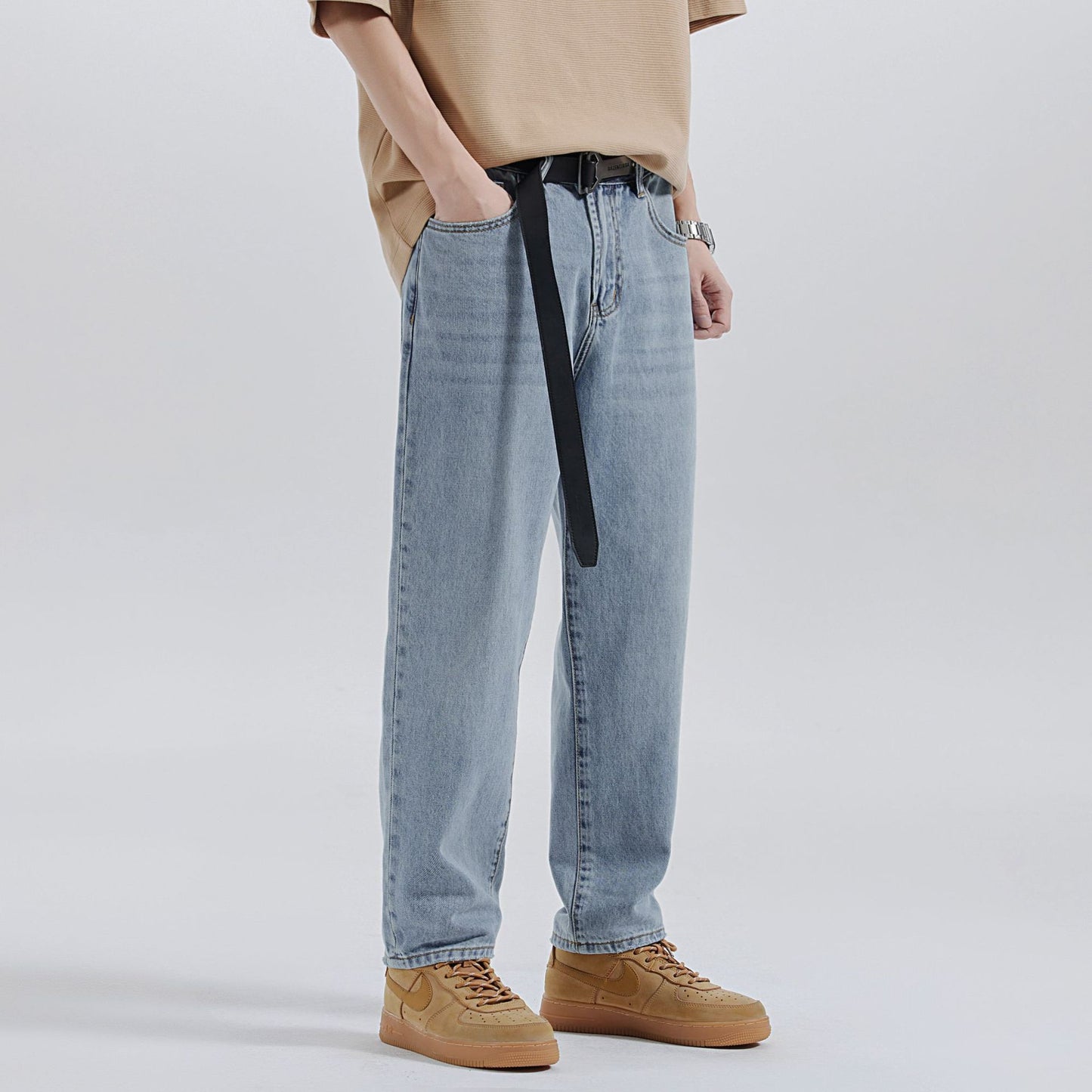 Herren japanische lockere Retro Easy Matching Freizeit Jeans