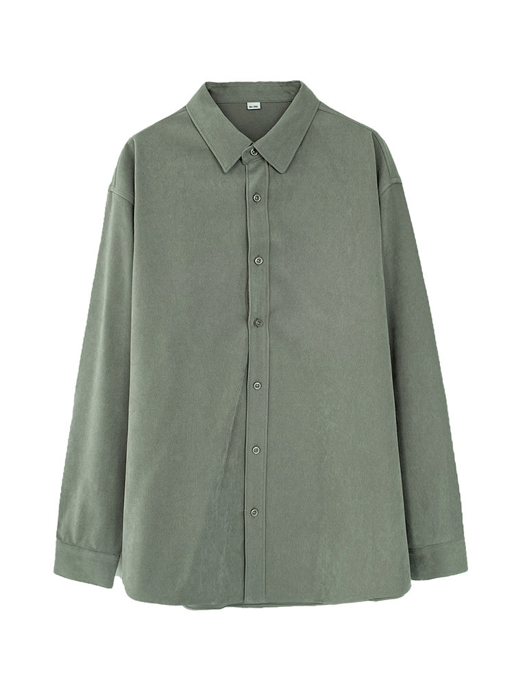 Loose Solid Color Long Sleeve Shirt for Men
