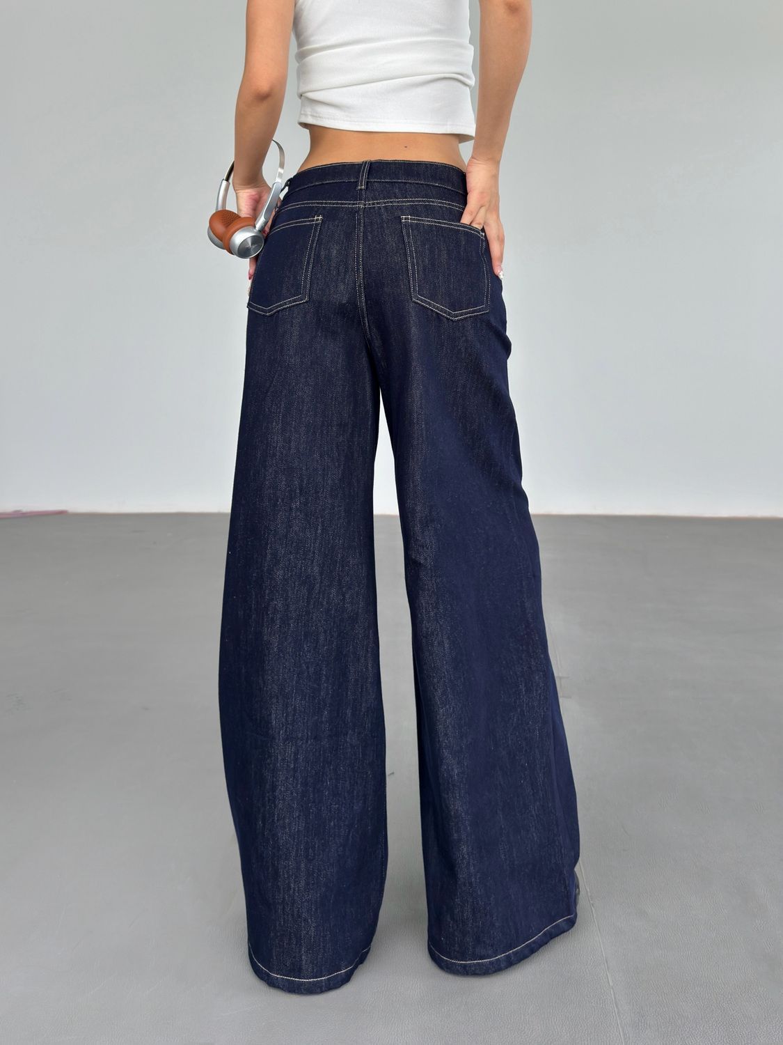 Modische Amerikanische Retro-Jeans mit Weitem Bein für Damen