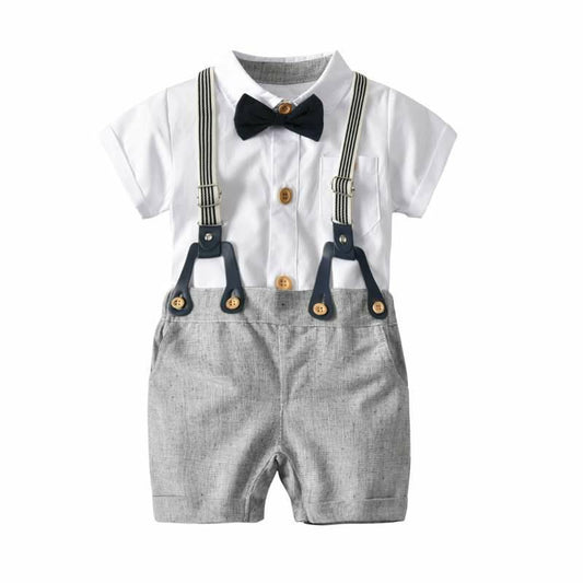Baby Kleidung Trägerhose Anzug Kurzarm Baumwoll-Gentleman Jacke Trendy