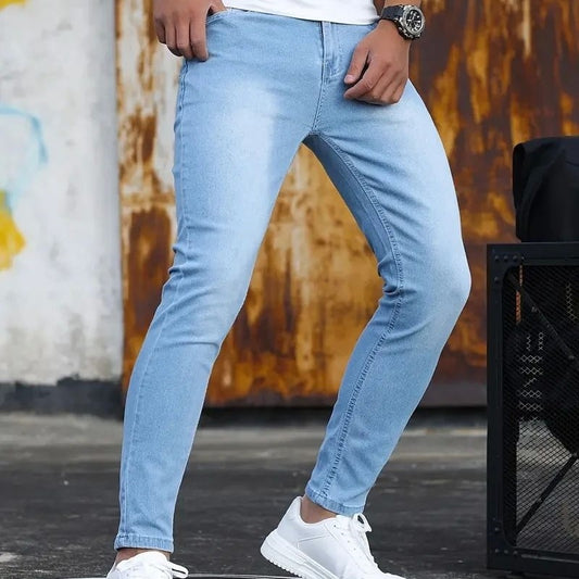 Herren hose Retro-Wasch reiß verschluss Sretch Jeans lässig schlank