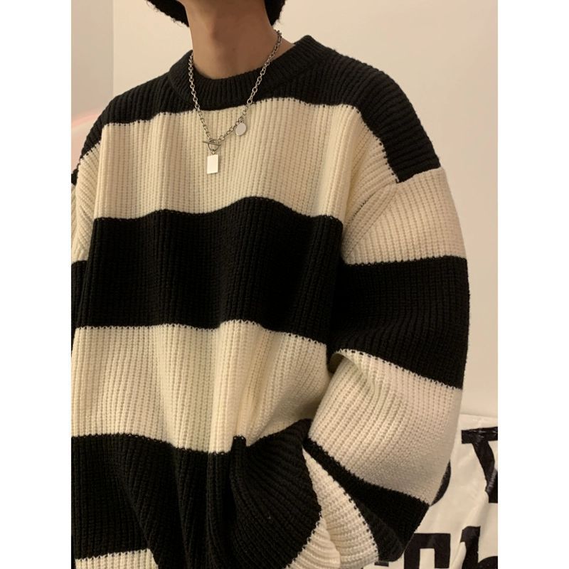 Herren Vintage Streifen Strickmantel