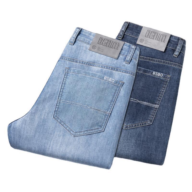 Herren Jeans locker gerade Plus-Size Hose mit mittelhohem Bund