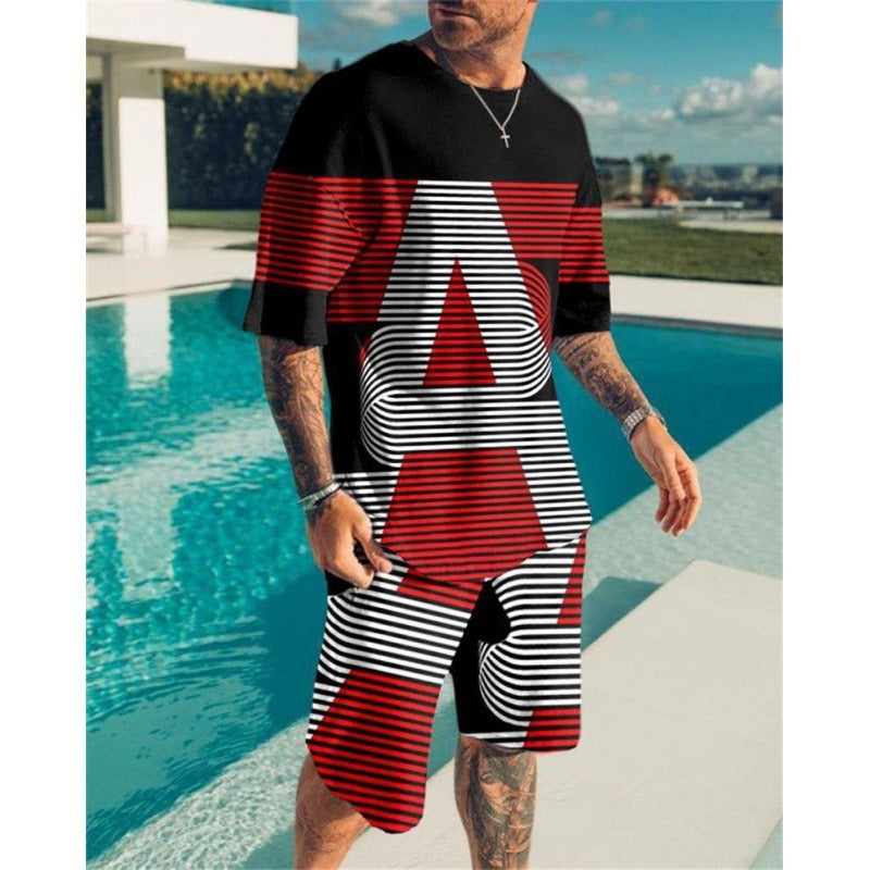 Short Sleeve Men's Leisure Set Suit in Export Style