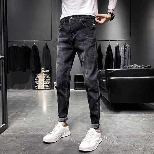 Herren-Jeans in Schwarz – Tapered, verkürzt, elastisch, schlank und figurbetont