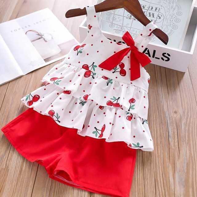 Sommer Kinderkleidung Großes Schleifen T-Shirt Shorts Kleidung Set