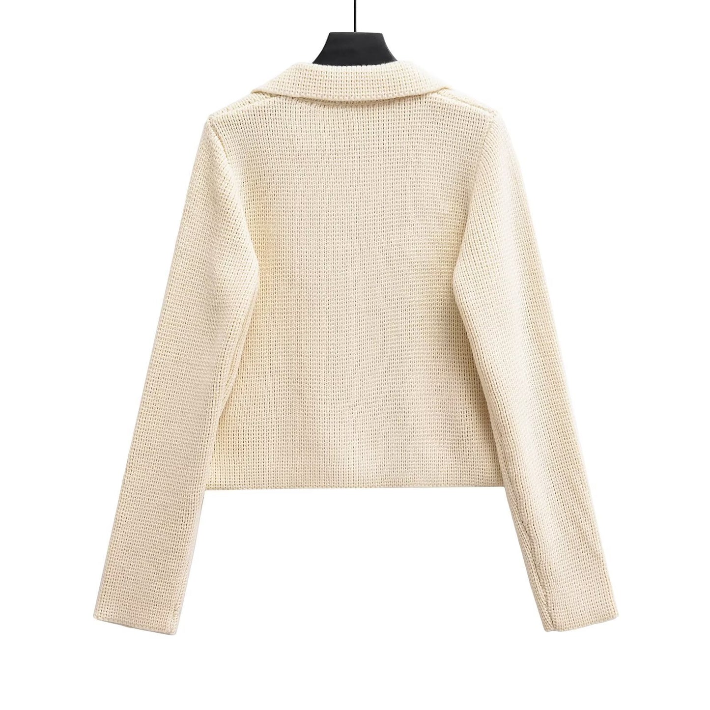 Damen Einfarbige Stitch Kragen Strickjacke Mantel