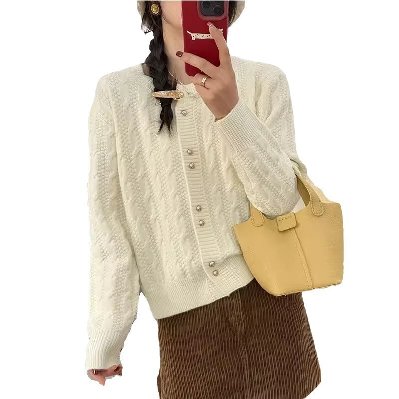 Dreh-Rundhals-Perlenverschluss Weicher und Bequemer Vielseitiger Pullover-Mantel