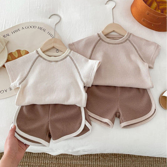 Kleidung für Babys Sommer Unisex Baby Kurzarm Outfit Oberteil und Shorts