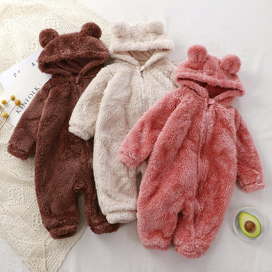 Baby Einteiler Winter Neugeborenes Warmes Strampler Baby Plüsch Outerwear