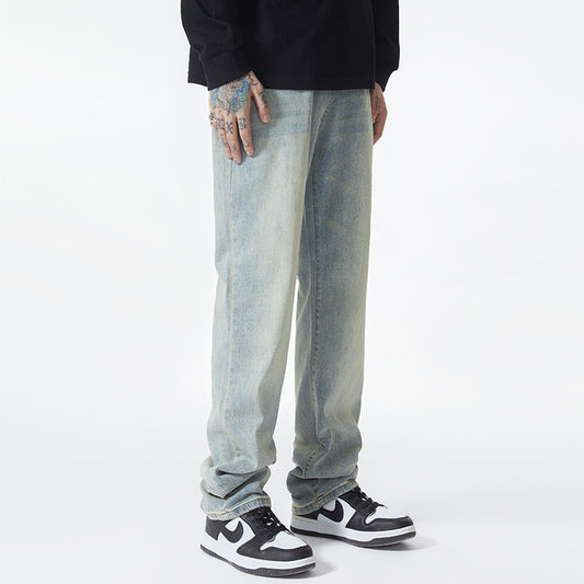 Lockere gerade Retro Weitbein-Hose