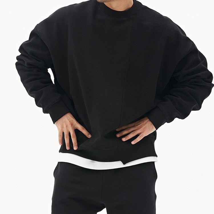 Einfarbiger Rundhals-Pullover im koreanischen Stil, Modemarke, locker geschnitten