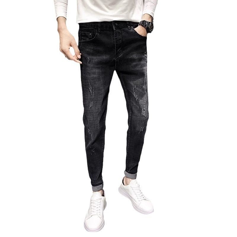 Herren-Jeans in Schwarz – Tapered, verkürzt, elastisch, schlank und figurbetont