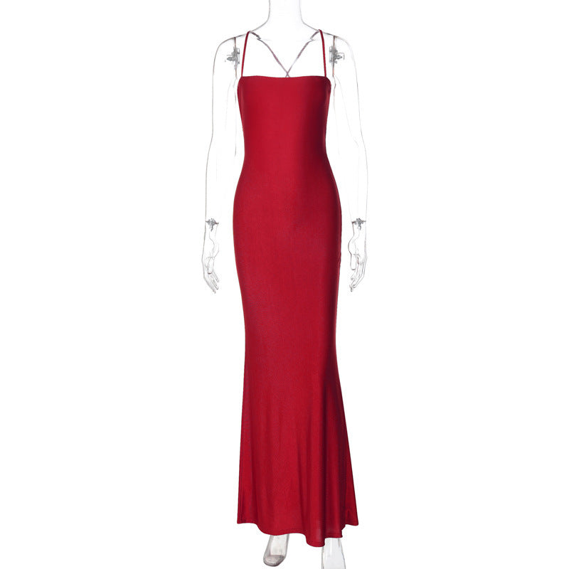 Einfarbiges Röhrenoberteil Kleid mit Rückenfrei