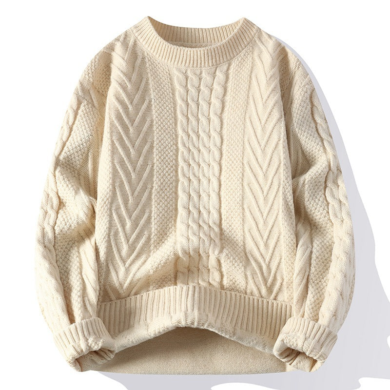 Europäischer und amerikanischer mehrfarbiger Zopfmuster-Pullover