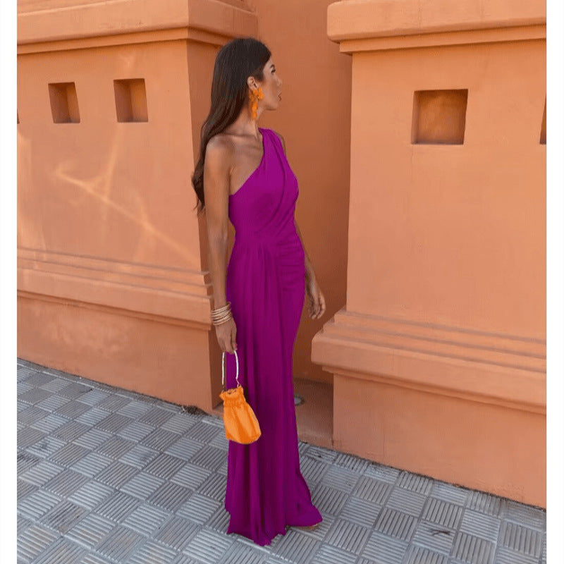 One-Shoulder Maxikleid