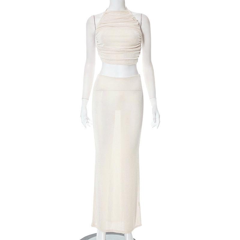 Strap Weste Schlanker Langer Rock Set